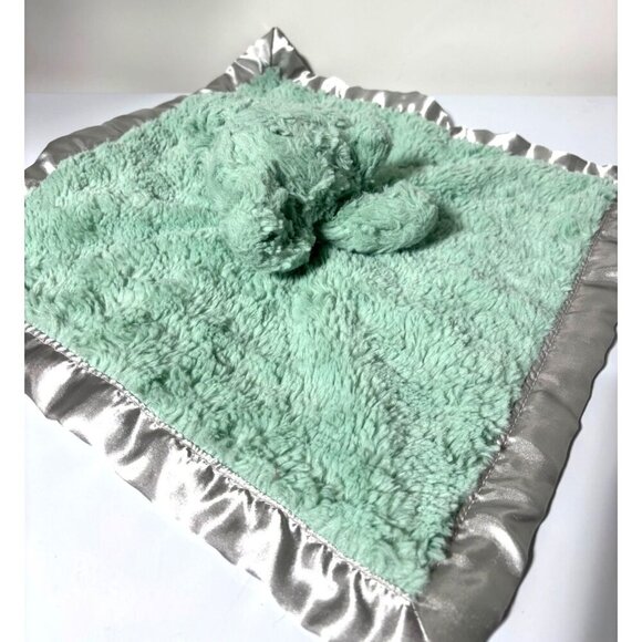 Cloud Island Mint Green Plush Baby Security Blanket‎ Satin Trim Elephant - Picture 3 of 5